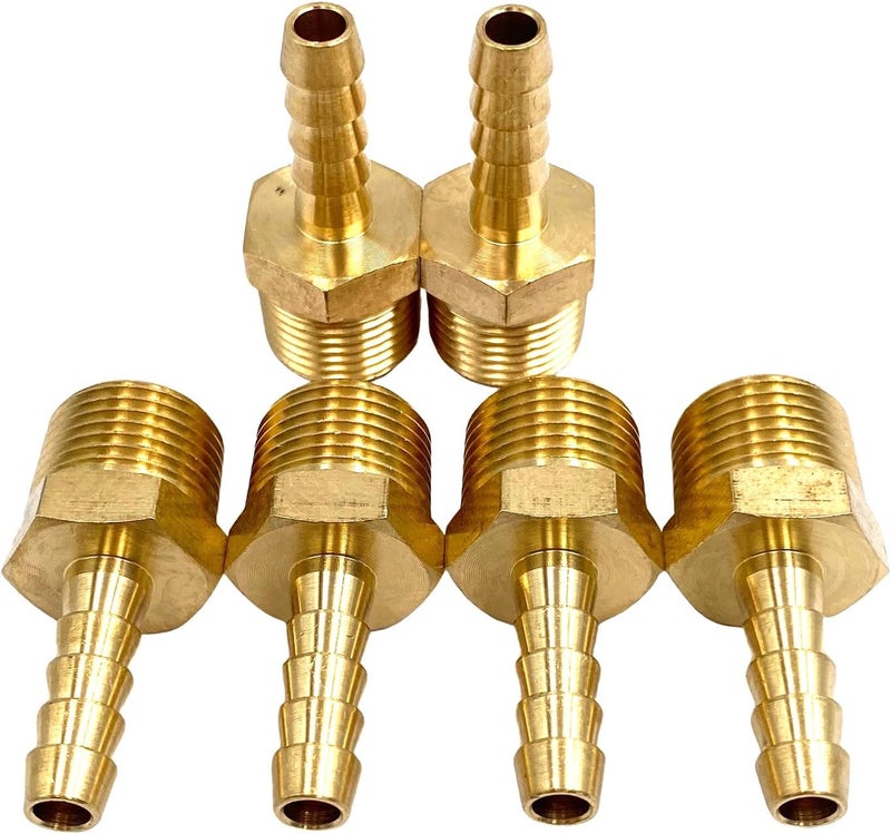 Bumugufu 6Pcs 3/8" NPT Male to 1/4" Barb Hose Adapters,1/4" Barb to 3/8" NPT Male Brass Hose Barb Fittings for Water and Fuel System - Image 5